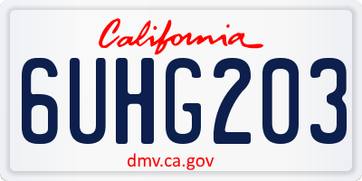 CA license plate 6UHG203