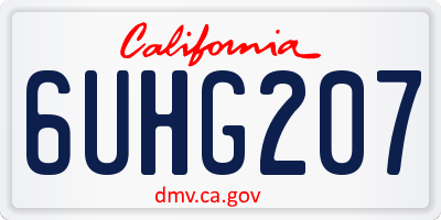 CA license plate 6UHG207