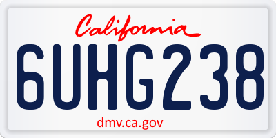 CA license plate 6UHG238