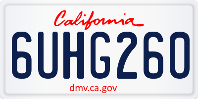 CA license plate 6UHG260