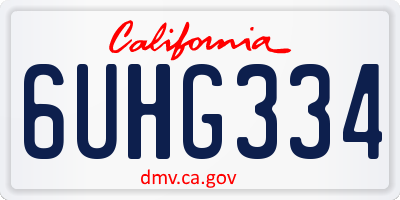 CA license plate 6UHG334