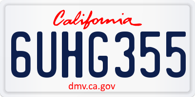 CA license plate 6UHG355
