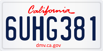CA license plate 6UHG381