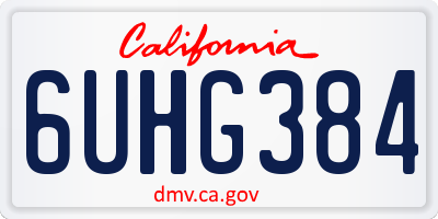 CA license plate 6UHG384
