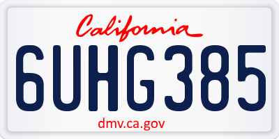 CA license plate 6UHG385