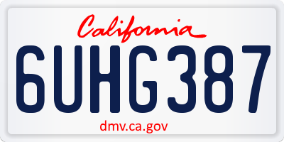 CA license plate 6UHG387