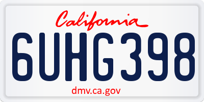 CA license plate 6UHG398