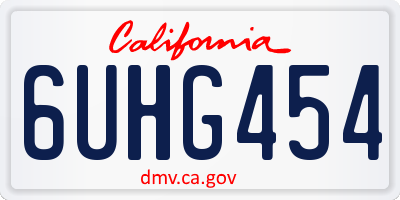 CA license plate 6UHG454