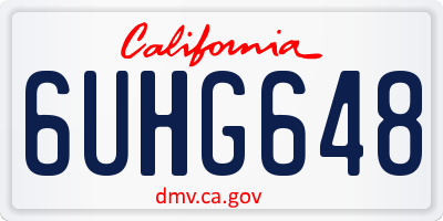 CA license plate 6UHG648