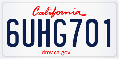 CA license plate 6UHG701
