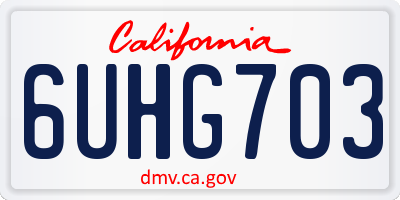CA license plate 6UHG703