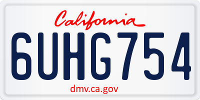 CA license plate 6UHG754