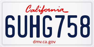 CA license plate 6UHG758