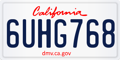 CA license plate 6UHG768
