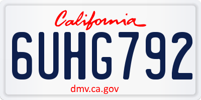 CA license plate 6UHG792