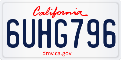 CA license plate 6UHG796