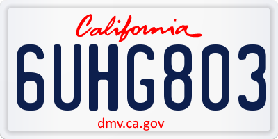 CA license plate 6UHG803