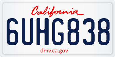 CA license plate 6UHG838