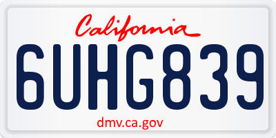 CA license plate 6UHG839