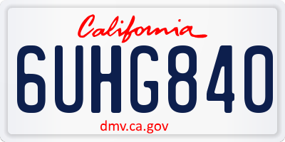 CA license plate 6UHG840
