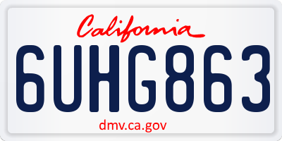 CA license plate 6UHG863