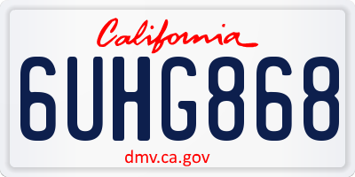 CA license plate 6UHG868