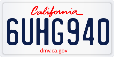 CA license plate 6UHG940
