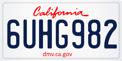 CA license plate 6UHG982