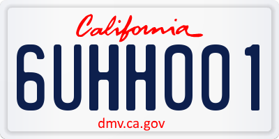CA license plate 6UHH001
