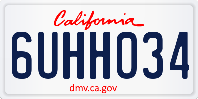 CA license plate 6UHH034