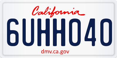 CA license plate 6UHH040