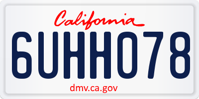 CA license plate 6UHH078