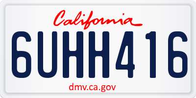 CA license plate 6UHH416