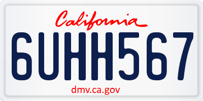 CA license plate 6UHH567