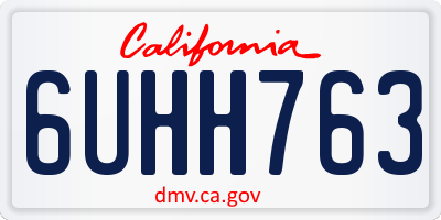 CA license plate 6UHH763