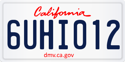 CA license plate 6UHI012