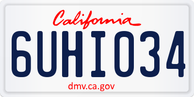CA license plate 6UHI034