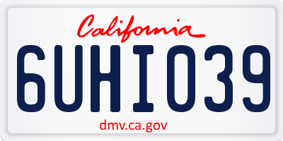 CA license plate 6UHI039