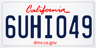 CA license plate 6UHI049
