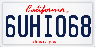 CA license plate 6UHI068