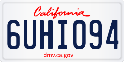 CA license plate 6UHI094