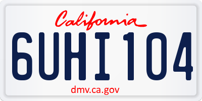 CA license plate 6UHI104