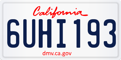 CA license plate 6UHI193