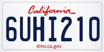 CA license plate 6UHI210