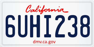 CA license plate 6UHI238