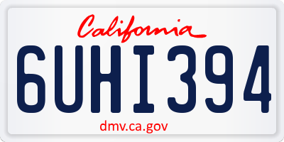 CA license plate 6UHI394