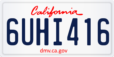 CA license plate 6UHI416