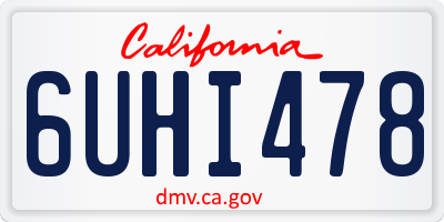 CA license plate 6UHI478