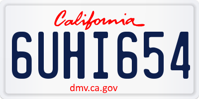 CA license plate 6UHI654
