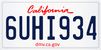 CA license plate 6UHI934